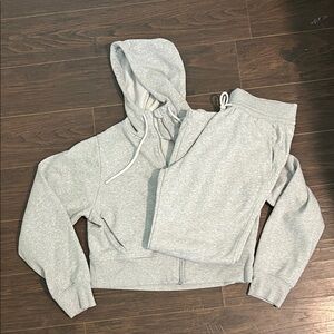 all in motion Light Gray Cropped Hoodie & Joggers Set